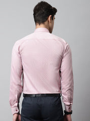 Men Coral Red Micro Ditsy Printed Pure Cotton Formal Shirt - SF_857Coral_S