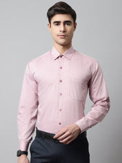 Men Coral Red Micro Ditsy Printed Pure Cotton Formal Shirt - SF_857Coral_S