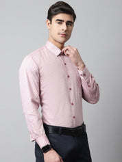 Men Coral Red Micro Ditsy Printed Pure Cotton Formal Shirt - SF_857Coral_S