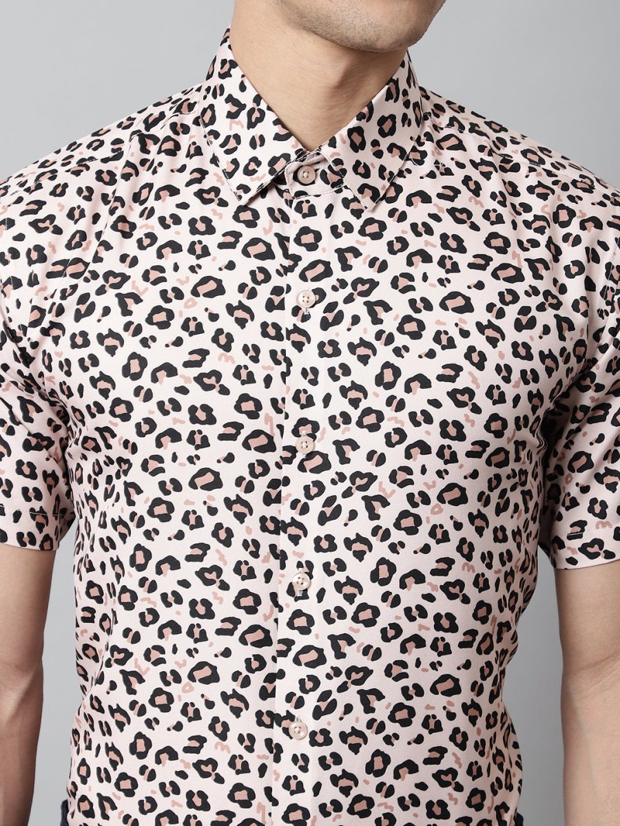 Men Cream Classic Printed Formal Shirt - SF_862Cream_S