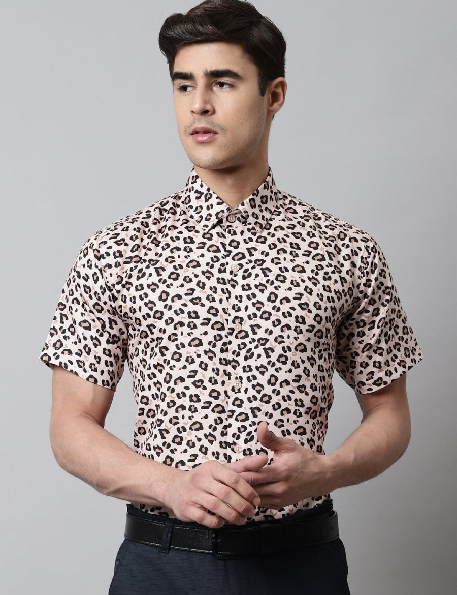 Men Cream Classic Printed Formal Shirt - SF_862Cream_S