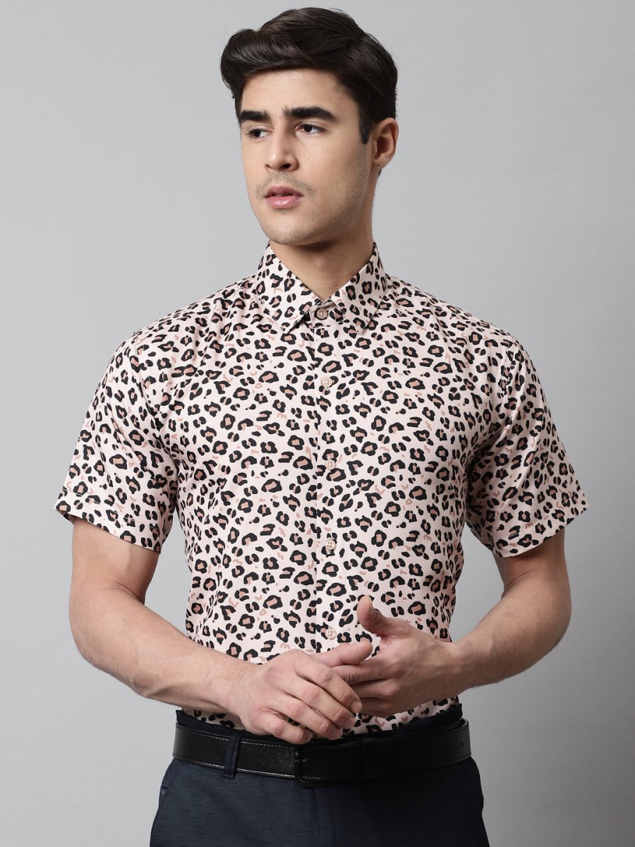 Men Cream Classic Printed Formal Shirt - SF_862Cream_S