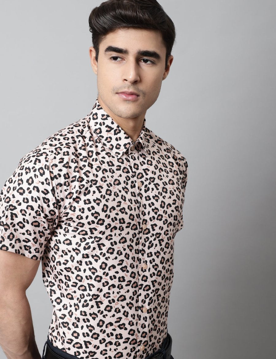 Men Cream Classic Printed Formal Shirt - SF_862Cream_S