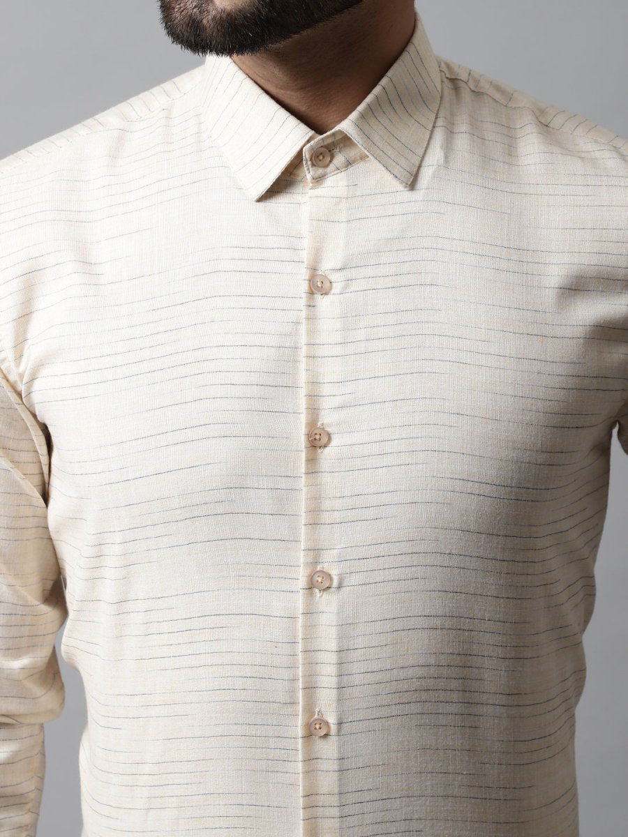Men Cream Cotton Classic Formal Shirt - SF_868Cream_S
