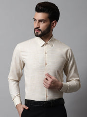 Men Cream Cotton Classic Formal Shirt - SF_868Cream_S