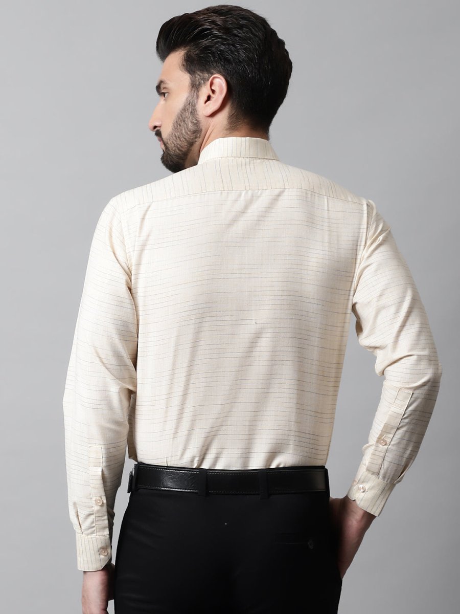 Men Cream Cotton Classic Formal Shirt - SF_868Cream_S