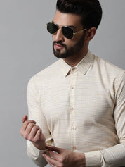 Men Cream Cotton Classic Formal Shirt - SF_868Cream_S