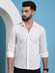 Men Embossed Design Casual Shirt - SF_941White_S