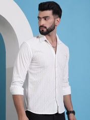 Men Embossed Design Casual Shirt - SF_941White_S