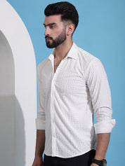 Men Embossed Design Casual Shirt - SF_941White_S