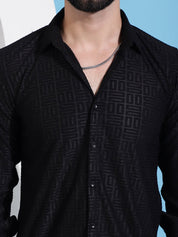 Men Embossed Design Casual Shirt - SF_941Black_S