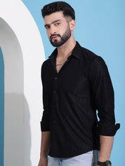 Men Embossed Design Casual Shirt - SF_941Black_S