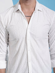 Men Embossed Design Casual Shirt - SF_941White_S