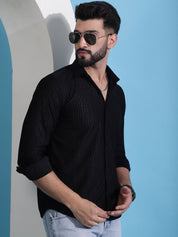 Men Embossed Design Casual Shirt - SF_941Black_S