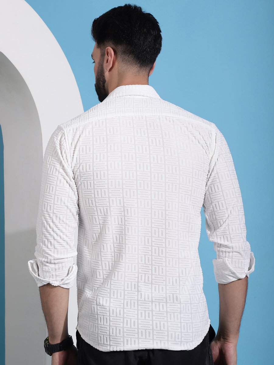 Men Embossed Design Casual Shirt - SF_941White_S