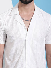 Men Embossed Design Cotton Shirt - SF_938White_S