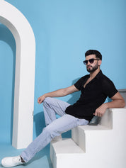 Men Embossed Design Cotton Shirt - SF_938Black_S