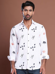 Men Embroidered Regular Fit Casual Shirt - SF_9043White_S