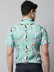 Men Green Classic Printed Formal Shirt - SF_846Green_S