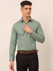 Men Green Classic Printed Formal Shirt - SF_827Green_S