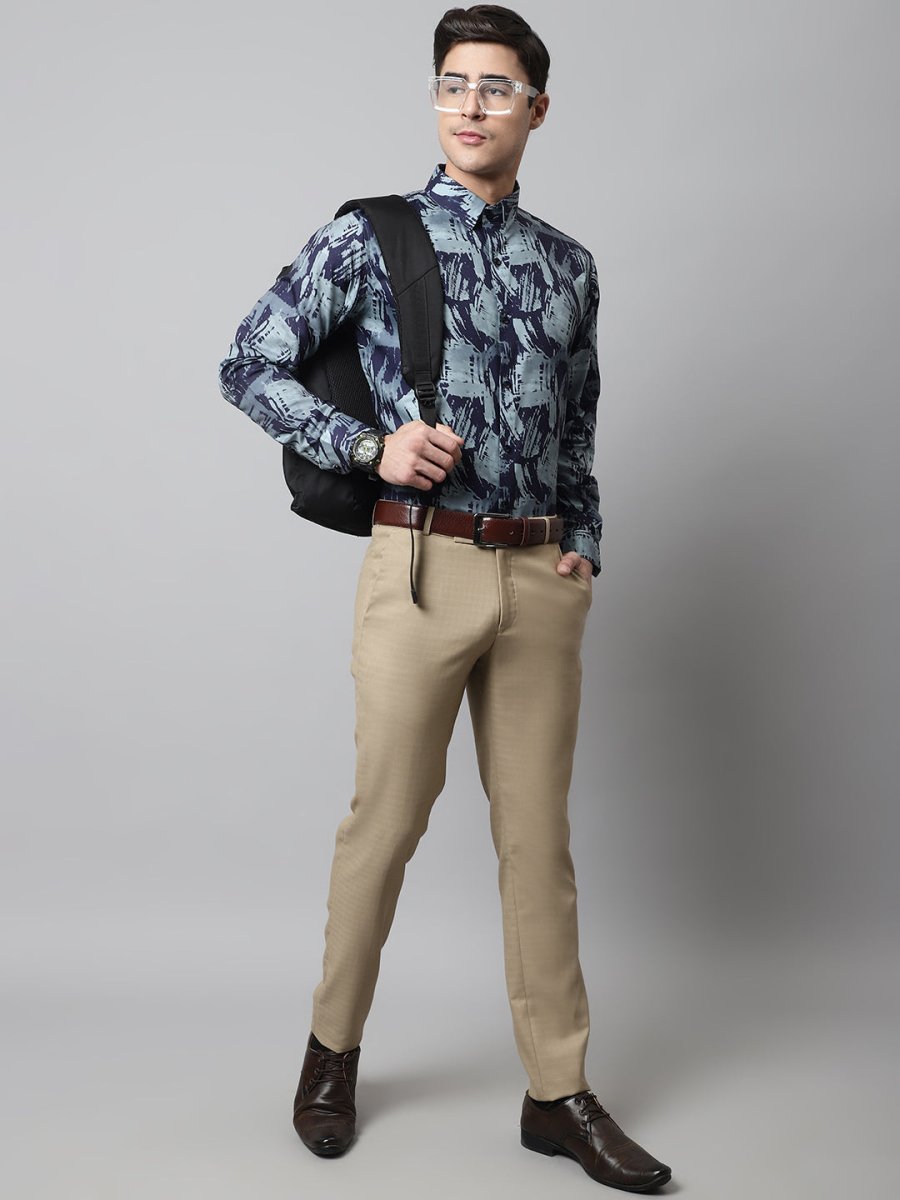 Men Green Classic Printed Formal Shirt - SF_852Green_S