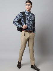 Men Green Classic Printed Formal Shirt - SF_852Green_S