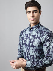 Men Green Classic Printed Formal Shirt - SF_852Green_S