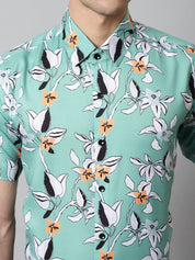 Men Green Classic Printed Formal Shirt - SF_846Green_S