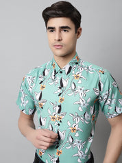 Men Green Classic Printed Formal Shirt - SF_846Green_S