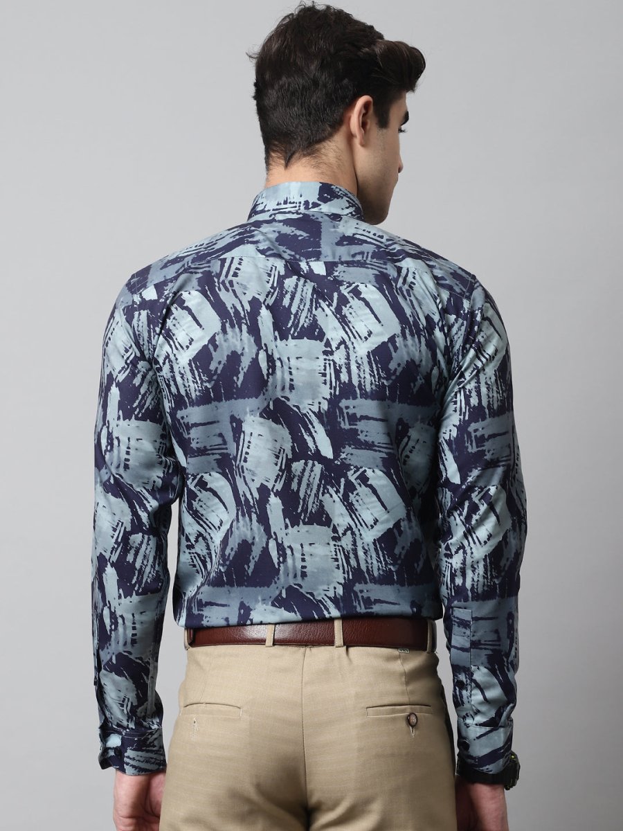 Men Green Classic Printed Formal Shirt - SF_852Green_S