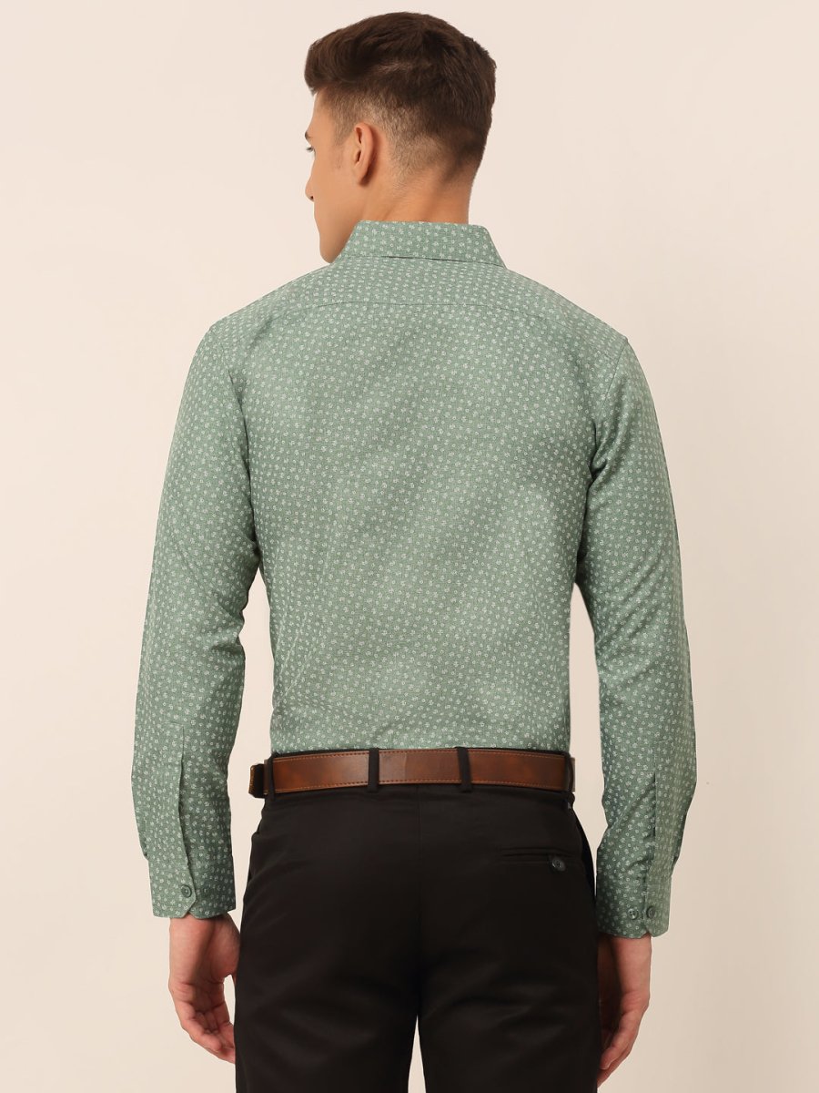 Men Green Classic Printed Formal Shirt - SF_827Green_S