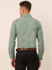 Men Green Classic Printed Formal Shirt - SF_827Green_S