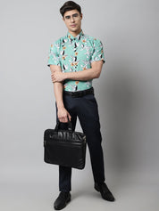 Men Green Classic Printed Formal Shirt - SF_846Green_S
