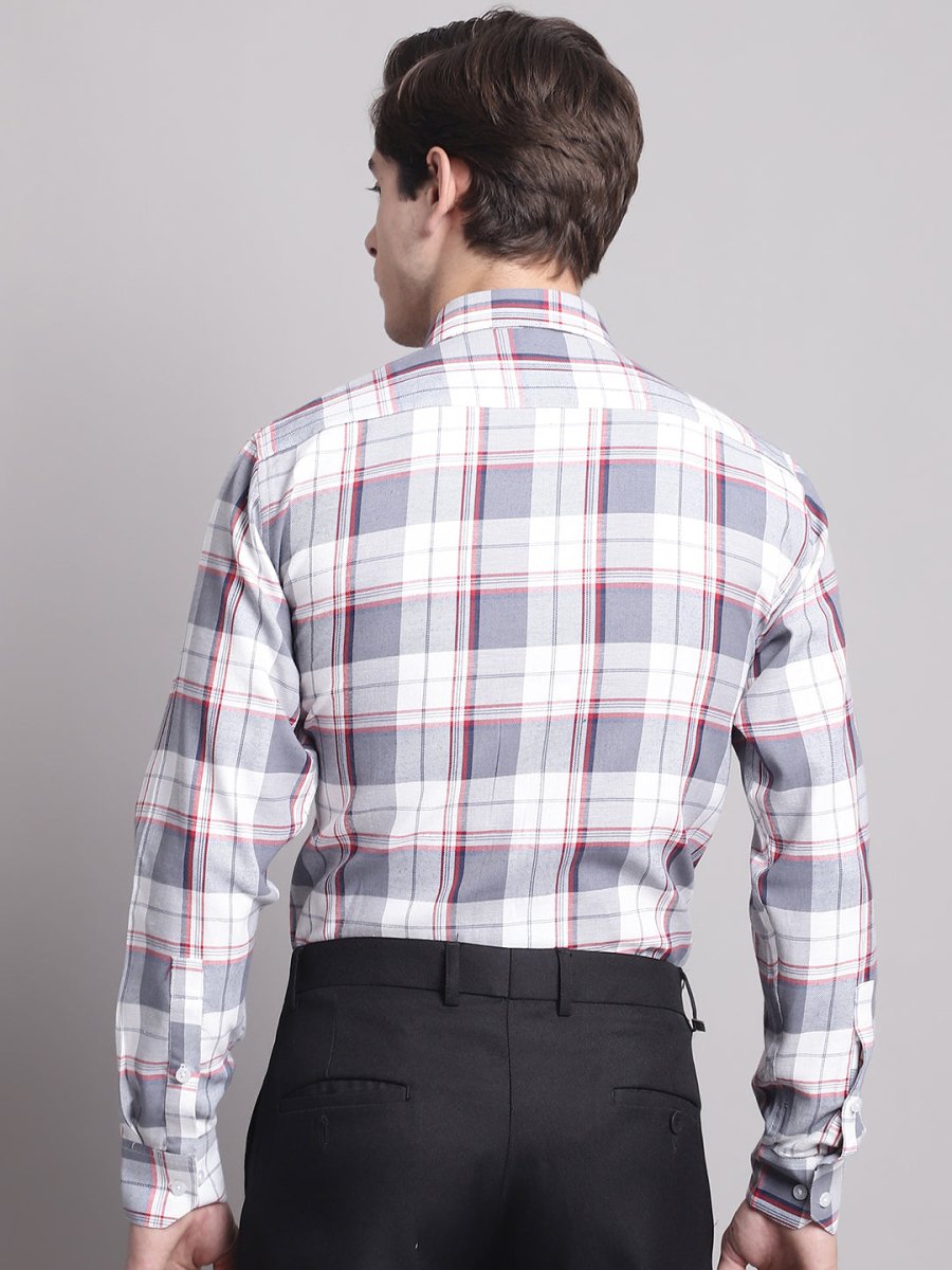 Men Grey Checked Ragular Fit Formal Shirt - SF_884Grey_S