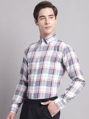 Men Grey Checked Ragular Fit Formal Shirt - SF_884Grey_S