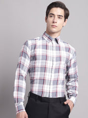 Men Grey Checked Ragular Fit Formal Shirt - SF_884Grey_S