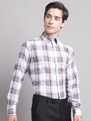 Men Grey Checked Ragular Fit Formal Shirt - SF_884Grey_S