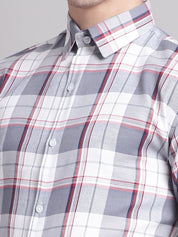 Men Grey Checked Ragular Fit Formal Shirt - SF_884Grey_S