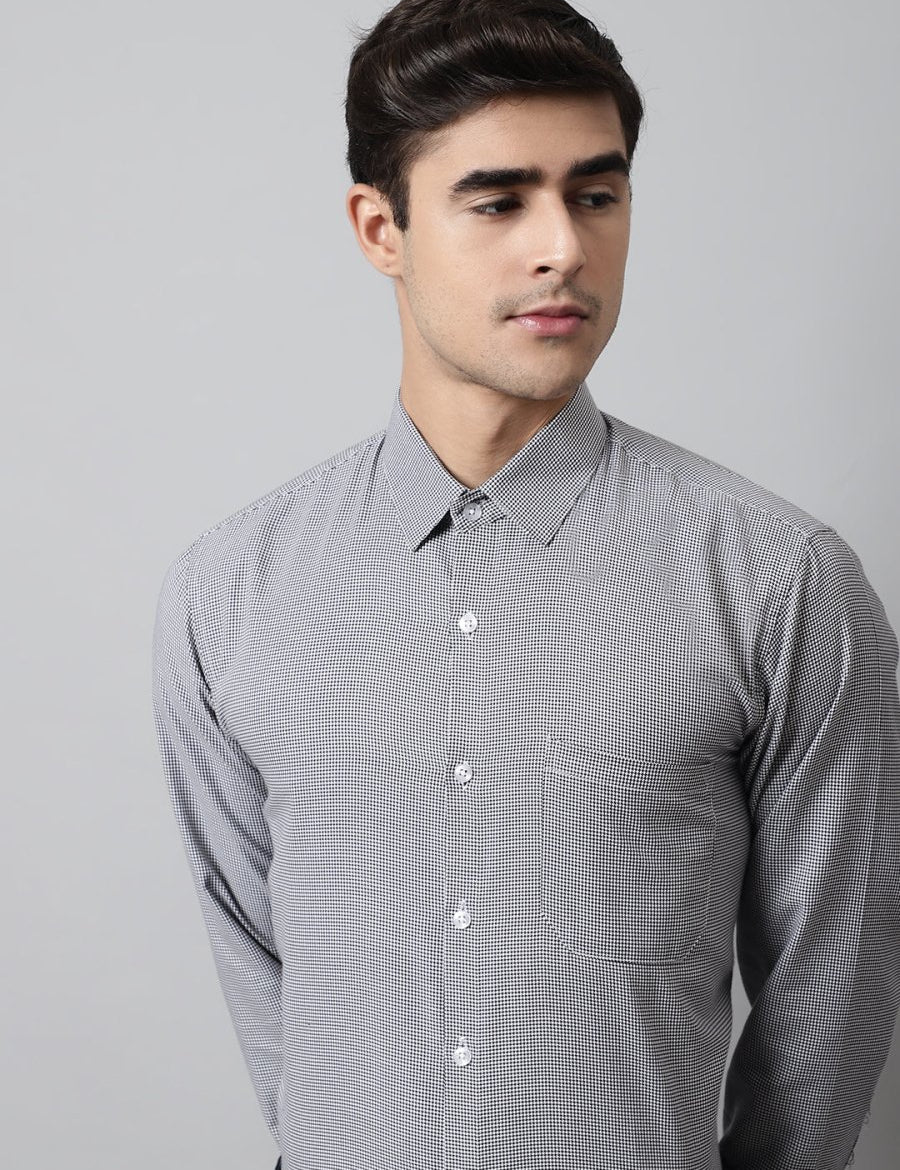 Men Grey Checks Pure Cotton Formal Shirt - SF_849Grey_S