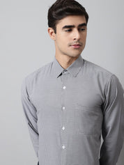 Men Grey Checks Pure Cotton Formal Shirt - SF_849Grey_S