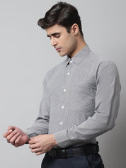 Men Grey Checks Pure Cotton Formal Shirt - SF_849Grey_S