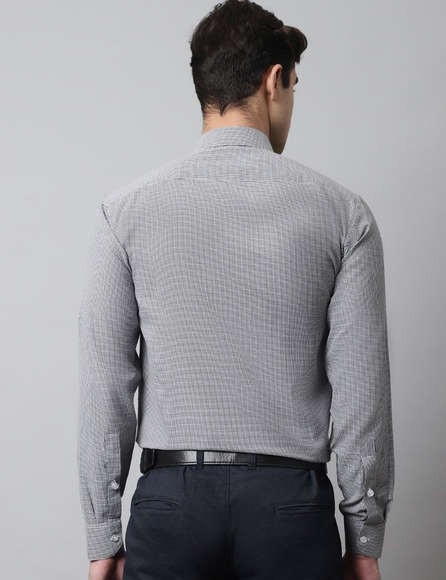 Men Grey Checks Pure Cotton Formal Shirt - SF_849Grey_S