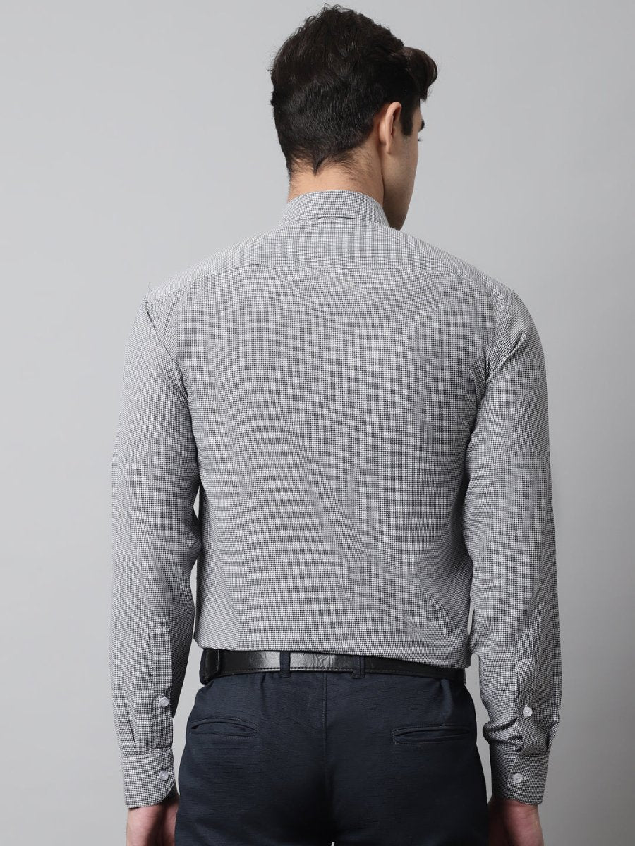 Men Grey Checks Pure Cotton Formal Shirt - SF_849Grey_S