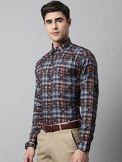 Men Grey Checks Regular Fit Cotton Formal Shirt - SF_851Grey_S