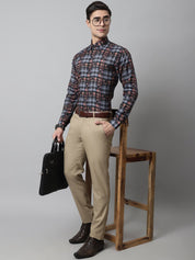 Men Grey Checks Regular Fit Cotton Formal Shirt - SF_851Grey_S
