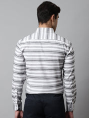 Men Grey Classic Horizontal Striped Formal Shirt - SF_848Grey_S