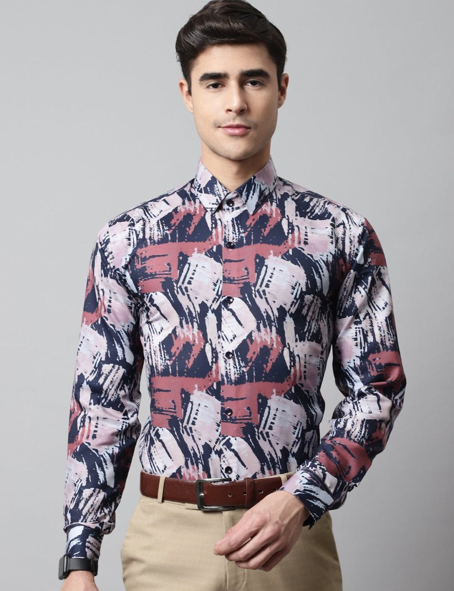 Men Grey Classic Printed Formal Shirt - SF_852Grey_S