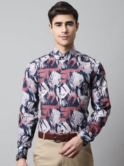 Men Grey Classic Printed Formal Shirt - SF_852Grey_S