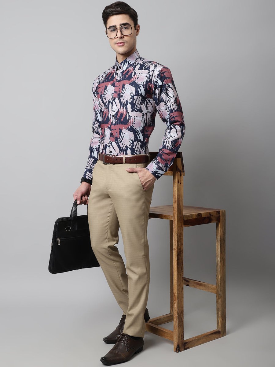 Men Grey Classic Printed Formal Shirt - SF_852Grey_S
