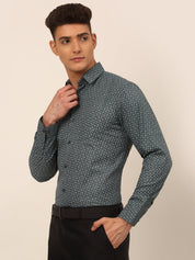 Men Grey Classic Printed Formal Shirt - SF_827Grey_S